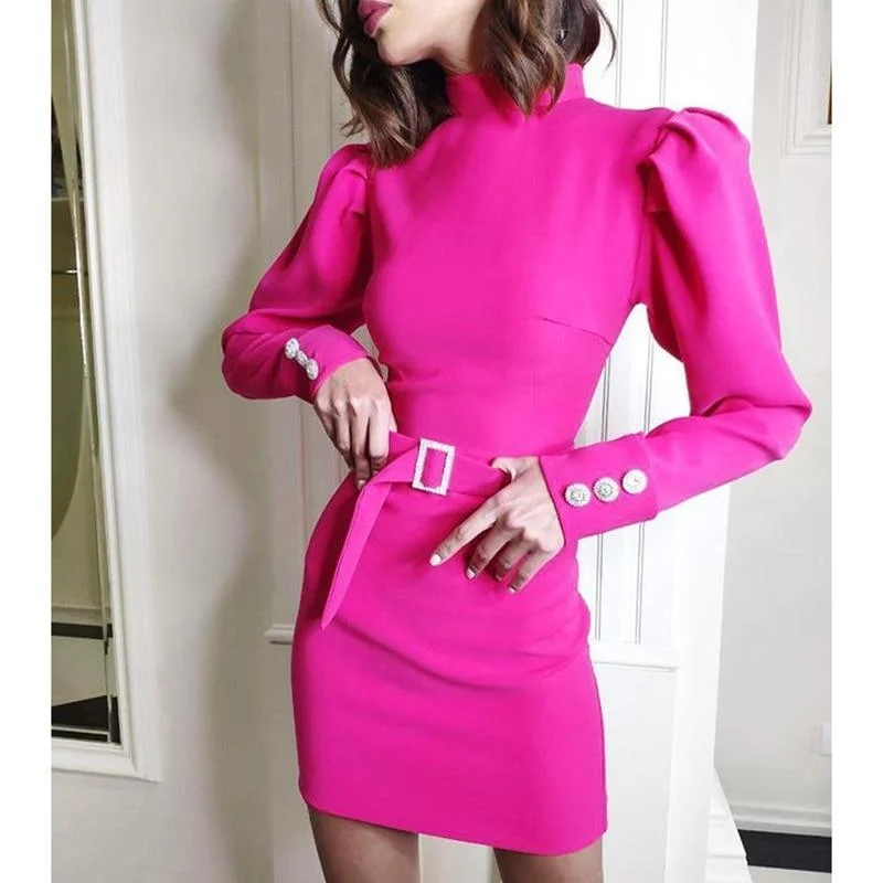 FashionSierra - Button sleeve mini women dress