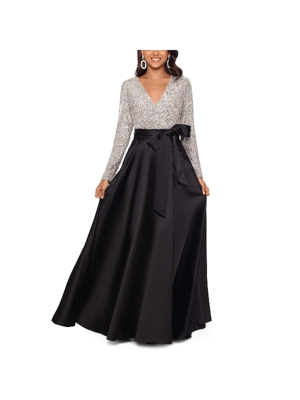 Womens Sequined Ball Evening Dress