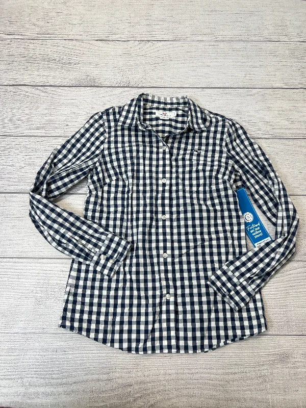 Blouse Long Sleeve By Vineyard Vines In Blue & White, Size: Xs