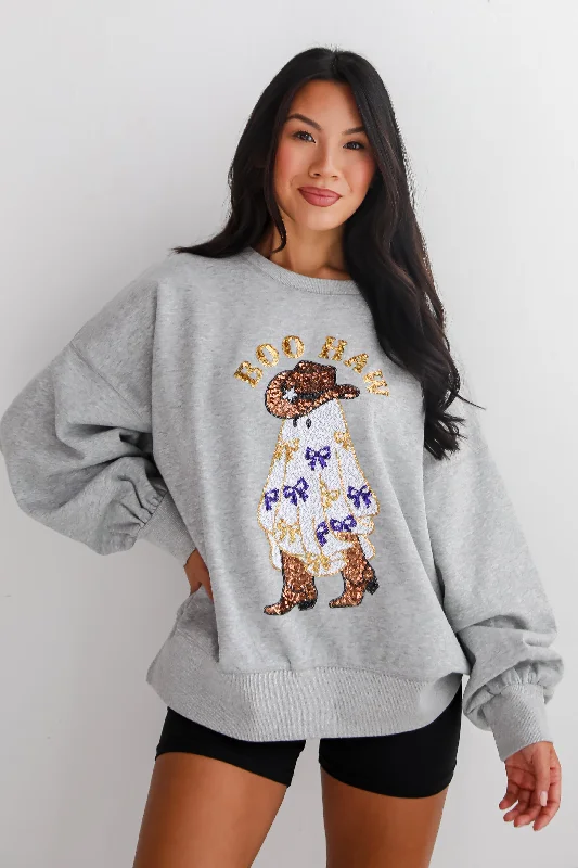 FINAL SALE - Boo Haw Sequin Sweatshirt