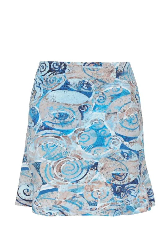 Golf Skort In Blue/white/tan