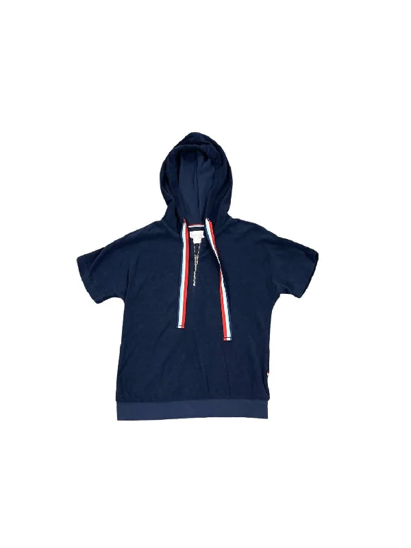 Loop Terry Short Sleeve Hoodie In Indigo