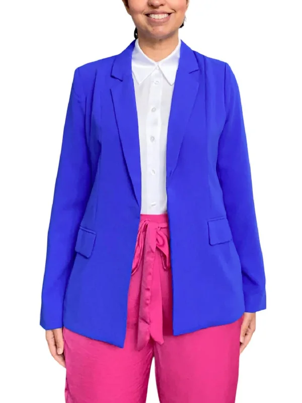 Open Front Blazer In Electric Blue