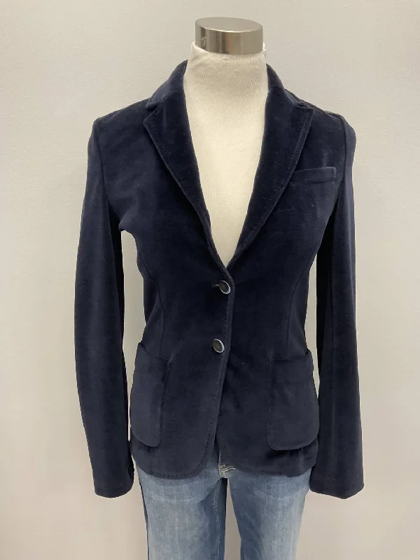 Velour Stretch Jacket In Dark Navy